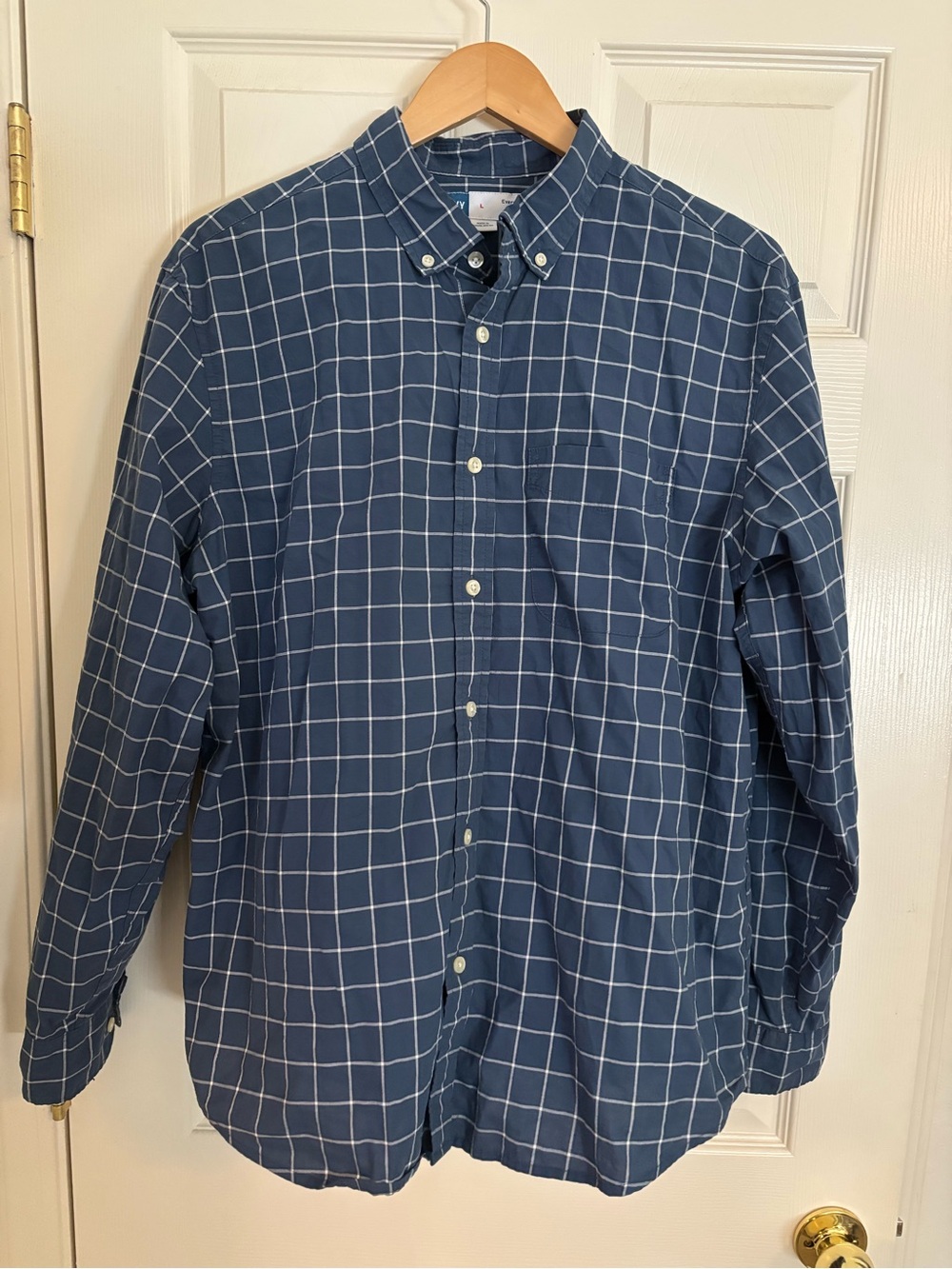 Old Navy Navy Windowpane Button-Up Shirt